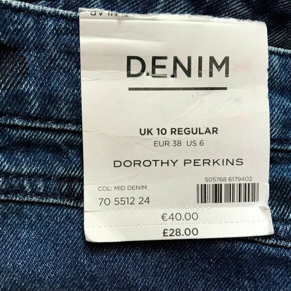 Dorothy Perkins Polka Dot Blue Denim Short Skirt 100% Cotton US 6 Eur 38 NEW - Picture 4 of 7